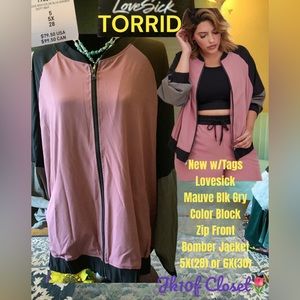 LOWEST🌷NWT Torrid LOVESICK 5X or 6X MAUVE BOMBER JACKET-
